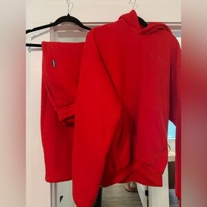 Vibrant Red Women's Track Pants & Hoodie Set